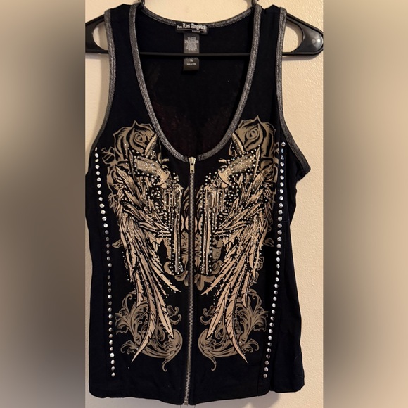 Tops - Embellished Black and Gold Women's Top Size XL Design on front and Back